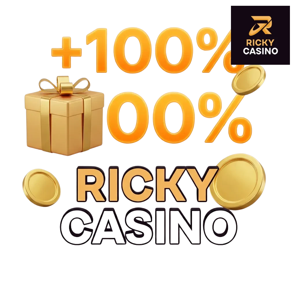 Ricky Casino welcome bonus banner showing AU$7,500 package with 550 free spins for Australian players