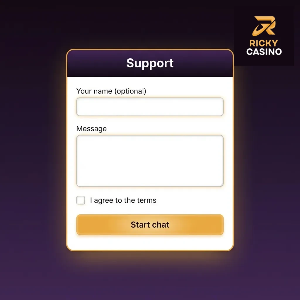 Ricky Casino 24/7 customer support options including live chat, email, and FAQ section for Australian players