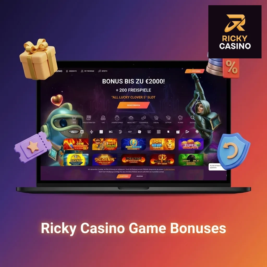 Ricky Casino promotional bonuses including welcome package, reload offers, free spins, cashback program, and live dealer bonus