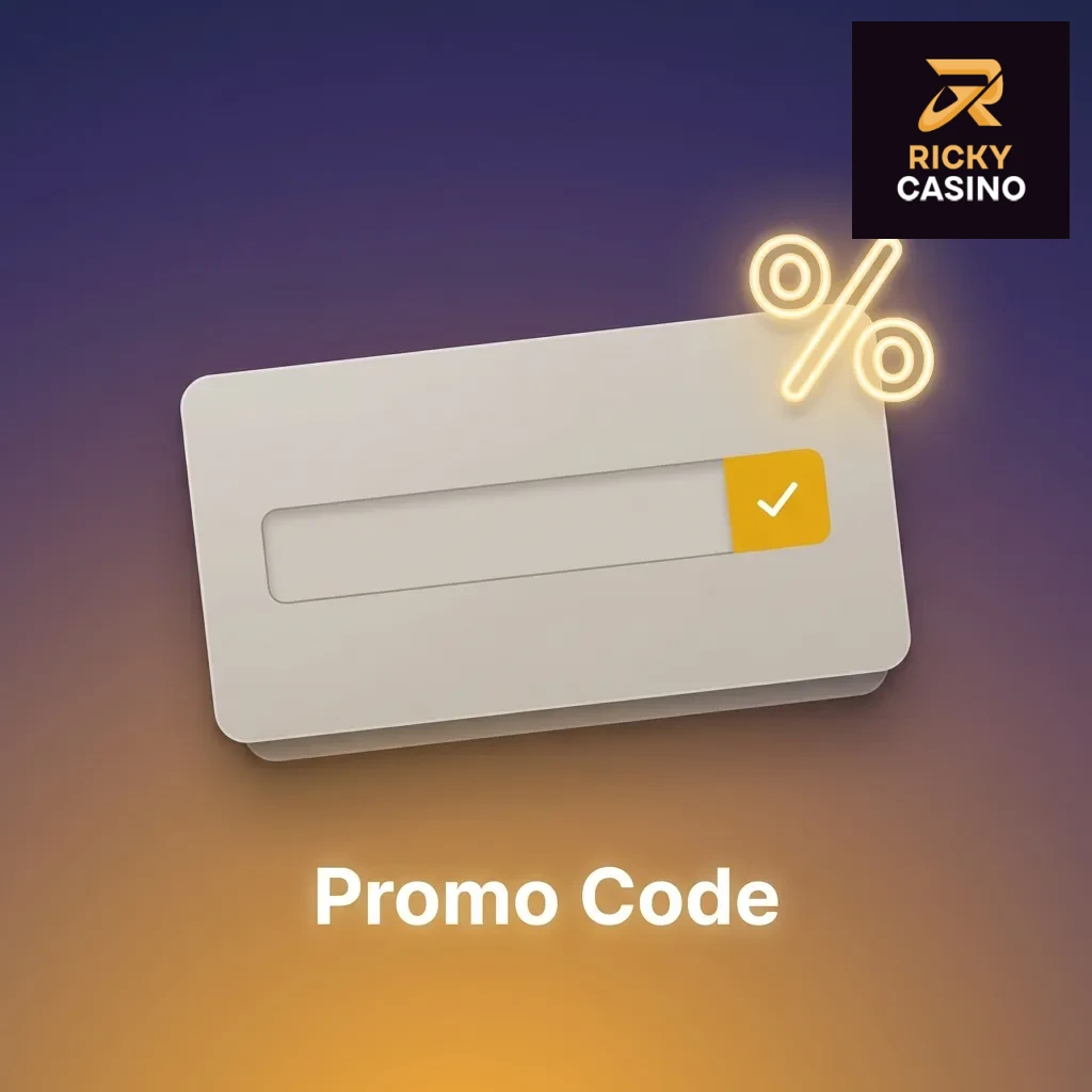 Ricky Casino promo code entry field in cashier section with bonus offers and deposit match incentives displayed