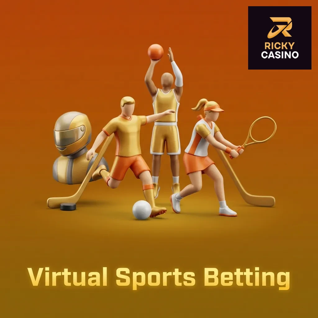 Virtual sports betting interface showing simulated football, horse racing, and other fast-paced digital sporting events
